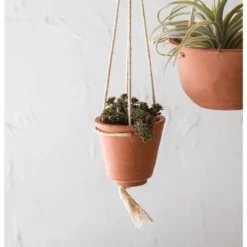 Bottom Tassel Terracotta & Jute Hanging Planter - Foreside Home & Garden
