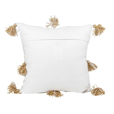 Tan With Braided Accents 18X18 Hand Woven Filled Outdoor Pillow - Foreside Home & Garden 4 Tan With Braided Accents 18X18 Hand Woven Filled Outdoor Pillow - Foreside Home & Garden - Image 2