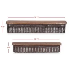 Set Of 2 Distressed Metal And Wood Hanging Wall Shelves - Foreside Home & Garden -Decor Home Life Store GUEST e8bb048c 7bec 485e b50f c33c97a85e7c