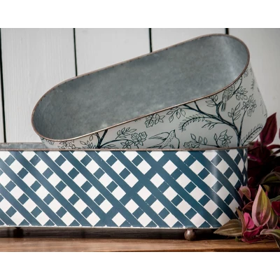 Set Of 2 Multicolored Galvanized Metal Planters With Round Feet - Foreside Home & Garden 7 Set Of 2 Multicolored Galvanized Metal Planters With Round Feet - Foreside Home & Garden - Image 5