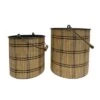 Set Of 2 Brown Metal & Wood Bins - Foreside Home & Garden