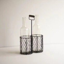 Black Metal & Wood Wine Bottle Caddy - Foreside Home & Garden -Decor Home Life Store GUEST ec063696 be23 463c be4e fd674334ff9d