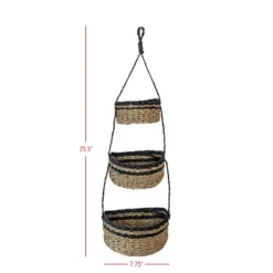 3-Tiered Hanging Basket Black Seagrass & Rope By Foreside Home & Garden -Decor Home Life Store GUEST ecfb6399 a016 49c9 86ff d44c3d9f37db