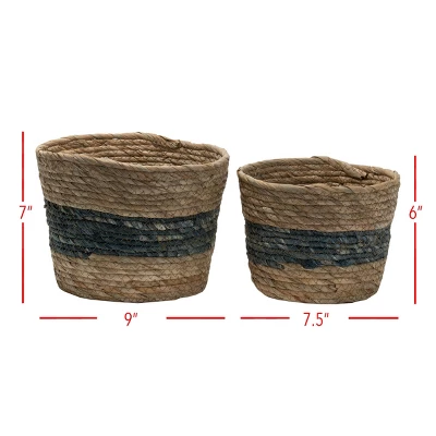 Set Of 2 Blue Cattail Decorative Storage Baskets - Foreside Home & Garden 6 Set Of 2 Blue Cattail Decorative Storage Baskets - Foreside Home & Garden - Image 4