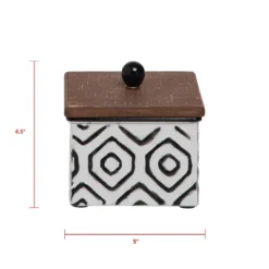 White Enamel Geometric Pattern Wood And Metal Jewelry Trinket Storage Box - Foreside Home & Garden 7 White Enamel Geometric Pattern Wood And Metal Jewelry Trinket Storage Box - Foreside Home & Garden -Decor Home Life Store GUEST ef3af87e 1856 4af6 9f4a 89bb45037d31