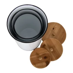 Set Of 3 White Enamel Metal Lidded Decorative Storage Canisters - Foreside Home & Garden -Decor Home Life Store GUEST effc1cdb a17b 4adc 88f1 a4a6d08c8789