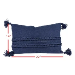 Navy Braided Stripes 14X22 Hand Woven Filled Outdoor Pillow - Foreside Home & Garden -Decor Home Life Store GUEST f1d2b6ef 1e77 41f9 9a43 c9b602ff1ef6