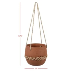 Hanging Planter Terracotta, Cane & Jute By Foreside Home & Garden -Decor Home Life Store GUEST f2f650dc 7791 450c 9308 8294668f338e