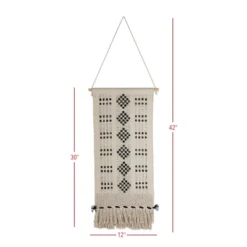 Hand Woven Geo Pattern Wall Art Black Cotton & Wood Dowel By Foreside Home & Garden -Decor Home Life Store GUEST f3a6f602 20da 41fd bbdb aeecdbb1e08e