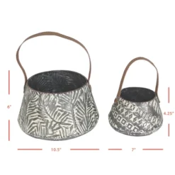 Set Of 2 Rustic Whitewashed Pattern Galvanized Metal Decorative Storage Baskets With Faux Leather Handles - Foreside Home And Garden 17 Set Of 2 Rustic Whitewashed Pattern Galvanized Metal Decorative Storage Baskets With Faux Leather Handles - Foreside Home And Garden -Decor Home Life Store GUEST f50dba9e 0a6a 49c1 b426 1b9efb832cba