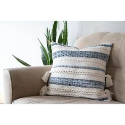 Blue 20x20" Cotton And Recycled Demin Decorative Throw Pillow With Hand Tied Tassels - Foreside Home & Garden 9 Blue 20x20" Cotton And Recycled Demin Decorative Throw Pillow With Hand Tied Tassels - Foreside Home & Garden -Decor Home Life Store GUEST f551a8a9 2c1d 46fd 8c6e 117cd70ca6a9