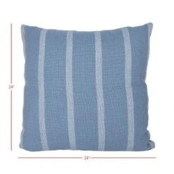 24X24 Inch Hand Woven Blue & Light Blue Striped Outdoor Pillow Polyester With Polyester Fill By Foreside Home & Garden -Decor Home Life Store GUEST f8b97238 c8ec 40a2 a6ff b6124af9828d