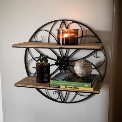 Black Metal & Wood Wall Shelf - Foreside Home & Garden 8 Black Metal & Wood Wall Shelf - Foreside Home & Garden - Image 6