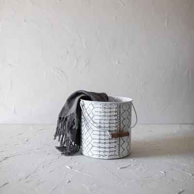 Multi Pattern Bucket Planter Metal & Wood - Foreside Home & Garden 3 Multi Pattern Bucket Planter Metal & Wood - Foreside Home & Garden