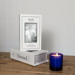 4X6 Inch "Family" Picture Box White Fabric, MDF & Glass By Foreside Home & Garden