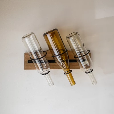 Black Metal & Wood Space Saving Wine Holder - Foreside Home & Garden