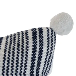 Blue Striped Hand Woven 14x22" Outdoor Decorative Throw Pillow With Hand Tied Tassels And Pom Poms - Foreside Home & Garden -Decor Home Life Store GUEST ffa224be 5752 44e0 9b50 62145cc7fdb3